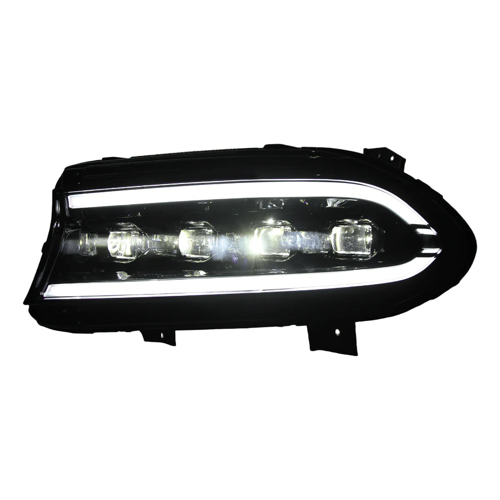 15-23 Dodge Charger Quad LED Projector Headlights Stealth Black Hellcat Style w/ Sequential Signal