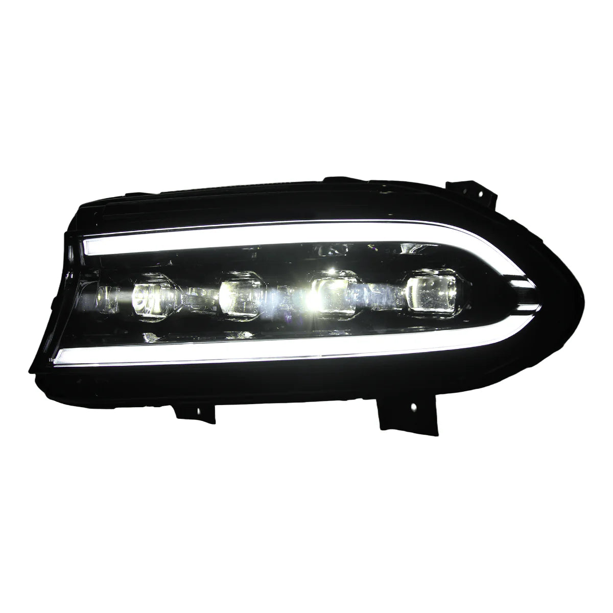 15-23 Dodge Charger Quad LED Projector Headlights Stealth Black Hellcat Style w/ Sequential Signal