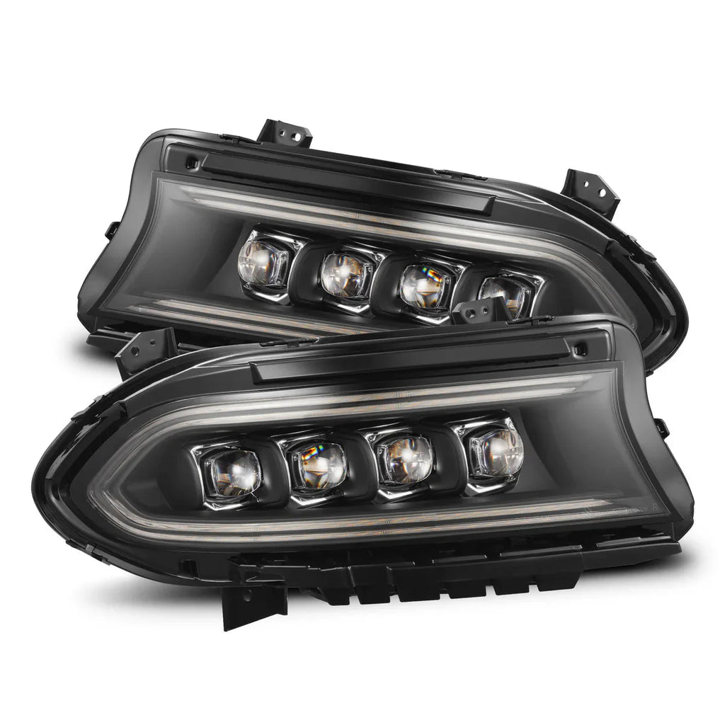 15-23 Dodge Charger Quad LED Projector Headlights Stealth Black Hellcat Style w/ Sequential Signal